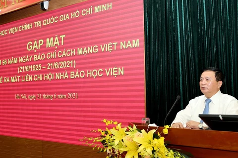 GS,TS Nguyễn Xuân Thắng phát biểu tại buổi gặp mặt. (Nguồn: hcma.vn)