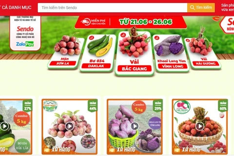 "Phiên chợ nông sản Việt trực tuyến" lên sàn thương mại điện tử Sendo. (Ảnh chụp màn hình)