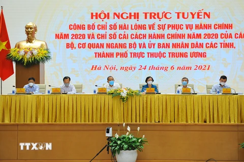 Phó Thủ tướng Thường trực Trương Hòa Bình, Trưởng ban Chỉ đạo cải cách hành chính của Chính phủ chủ trì hội nghị. (Ảnh: Minh Đức/TTXVN)