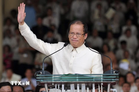 Ông Benigno Aquino trong bài phát biểu nhậm chức Tổng thống Philippines tại thủ đô Manila ngày 30/6/2010. (Ảnh: AFP/TTXVN)