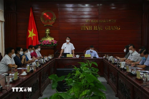 Ông Nghiêm Xuân Thành, Bí thư Tỉnh ủy Hậu Giang phát biểu tại cuộc họp. (Ảnh: Duy Khương/TTXVN)