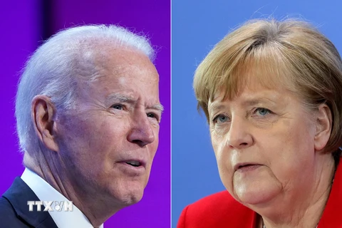 Tổng thống Mỹ Joe Biden (trái) và Thủ tướng Đức Angela Merkel. (Ảnh: AFP/TTXVN)