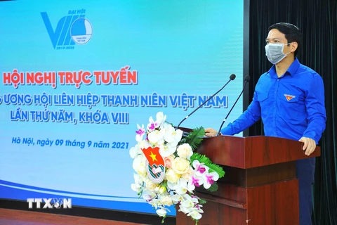 Chủ tịch Hội LHTN Việt Nam Nguyễn Ngọc Lương phát biểu tại hội nghị. (Ảnh: Minh Đức/TTXVN)