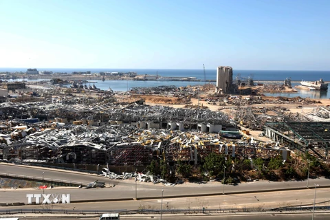 Cảnh tàn phá sau vụ nổ tại cảng Beirut, Liban, ngày 17/8/2020. (Ảnh: THX/TTXVN)