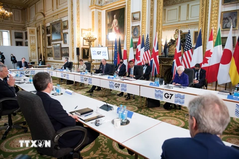 Toàn cảnh Hội nghị Bộ trưởng Tài chính G7 tại London, Anh, ngày 4/6/2021. (Ảnh: AFP/TTXVN)