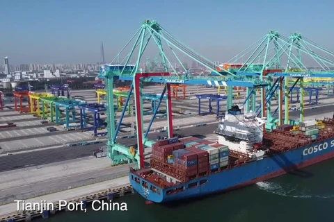 Cảng container thông minh không carbon nằm trong Cảng biển Thiên Tân, phía Bắc Trung Quốc. (Nguồn: news.cn)