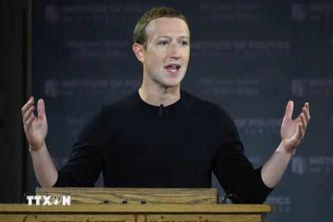 Tổng giám đốc Facebook, ông Mark Zuckerberg. (Ảnh: AFP/TTXVN)