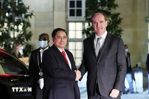 Thủ tướng Pháp Jean Castex đón, hội đàm với Thủ tướng Phạm Minh Chính