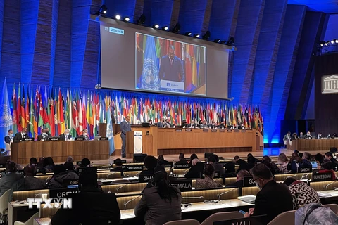 Quang cảnh phiên họp toàn thể Đại hội đồng UNESCO lần thứ 41 tại Paris. (Ảnh: Thu Hà/TTXVN)