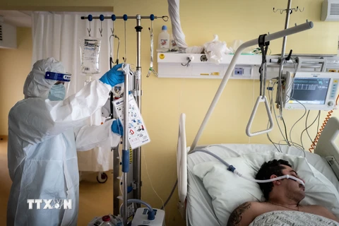 Điều trị cho bệnh nhân nhiễm COVID-19 tại Bratislava, Slovakia. (Ảnh: AFP/TTXVN)