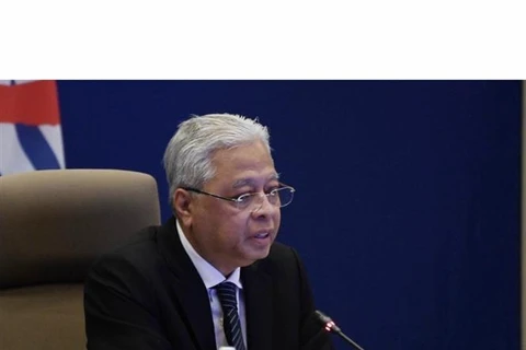 Thủ tướng Malaysia Ismail Sabri Yaakob phát biểu tại Hội nghị. (Ảnh: Mạnh Tuân/TTXVN)