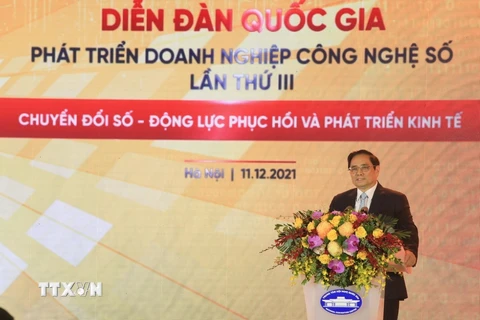 Thủ tướng Chính phủ Phạm Minh Chính phát biểu tại diễn đàn. (Ảnh: Tuấn Anh/TTXVN)