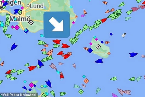 Vị trí hai tàu hàng va chạm trên biển Baltic (Nguồn: dailymail.co.uk)