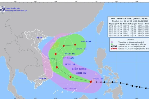 Hình ảnh và đường đi của bão số 9. (Nguồn: nchmf.gov.vn)