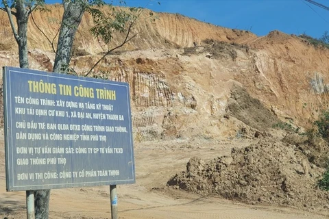 Dự án xây dựng hạ tầng kỹ thuật Khu tái định cư xã Đại An (thuộc Dự án cao tốc Tuyên Quang-Phú Thọ) tạm dừng sau khi phát hiện khoáng sản. (Nguồn: laodong.vn)