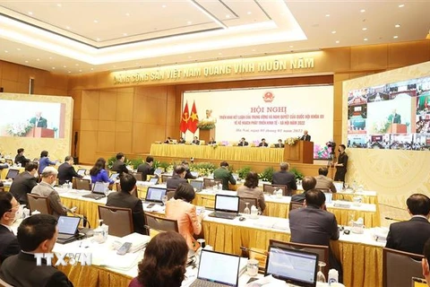 Trong ảnh: Tổng Bí thư Nguyễn Phú Trọng phát biểu chỉ đạo hội nghị. (Ảnh: Trí Dũng/TTXVN)