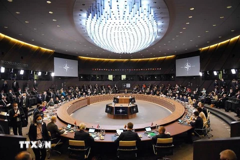 Toàn cảnh cuộc họp cấp ngoại trưởng các nước thành viên NATO tại Brussels, Bỉ ngày 4/3/2022. (Ảnh: AFP/TTXVN)