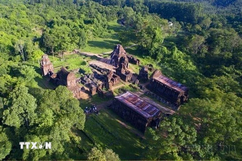 Khu di tích đền tháp Mỹ Sơn thuộc xã Duy Phú, huyện Duy Xuyên (tỉnh Quảng Nam) được UNESCO công nhận là Di sản văn hóa thế giới. (Ảnh: Trọng Đạt/TTXVN)