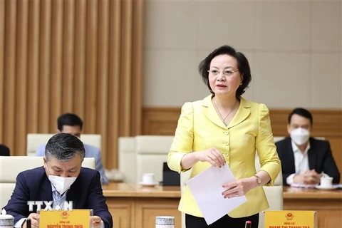 Bộ trưởng Bộ Nội vụ Phạm Thị Thanh Trà phát biểu tại Phiên họp thứ nhất Ban Chỉ đạo cải cách thủ tục hành chính của Chính phủ. (Ảnh: Dương Giang-TTXVN)