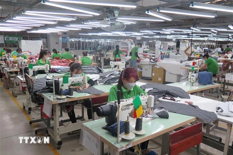 Hoạt động sản xuất tại nhà máy của công ty TNHH Tainan Enterprises (Việt Nam).( Ảnh: Minh Hưng/TTXVN)