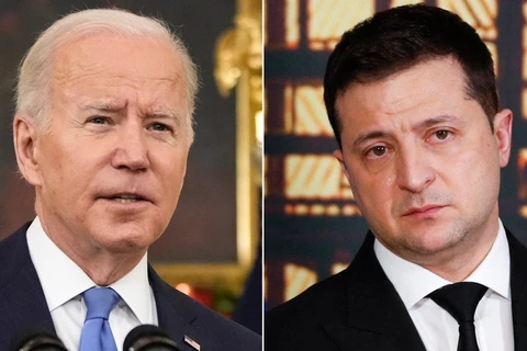 Tổng thống Mỹ Joe Biden và người đồng cấp Ukraine Volodymyr Zelensky. (Nguồn: CNN)