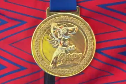 Tấm Huy chương Vàng của ASEAN Para Games 2022.(Nguồn: Vnews)