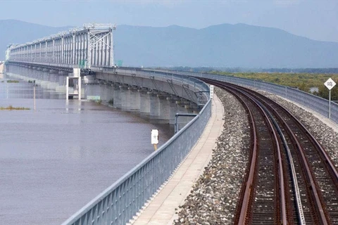 Cầu đường sắt xuyên biên giới Trung Quốc-Nga Đồng Giang-Nizhneleninskoye. (Ảnh: Tân Hoa Xã)