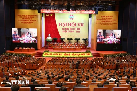 Toàn cảnh Đại hội đại biểu toàn quốc Hội Nông dân Việt Nam lần thứ VII- tháng 12/2018. (Ảnh: Vũ Sinh/TTXVN)