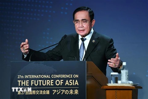 Thủ tướng Thái Lan Prayut Chan-O-Cha phát biểu tại một hội nghị ở Tokyo (Nhật Bản) ngày 26/5/2022. (Ảnh: AFP/TTXVN)