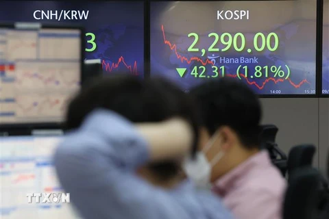 Chỉ số Kospi trên thị trường chứng khoán Hàn Quốc. (Ảnh: Yonhap/TTXVN)