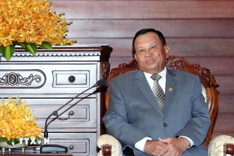 Chủ tịch Thượng viện Vương quốc Campuchia Samdech Say Chhum. (Ảnh: Trọng Đức/TTXVN)