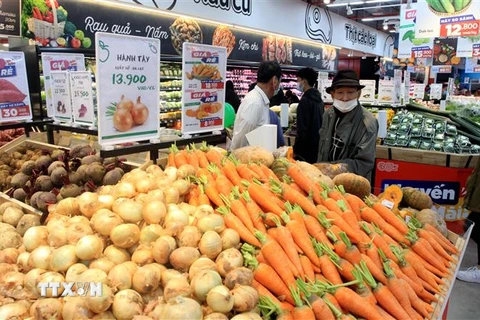 Người dân mua sắm tại Trung tâm Thương mại và Đại siêu thị GO! Thái Bình. (Ảnh: Thế Duyệt/TTXVN)