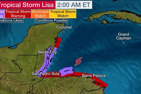 Cơn bão Lisa chuẩn bị đổ bộ vào Belize. (Nguồn: weather.com