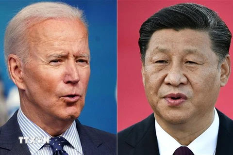 Tổng thống Mỹ Joe Biden (trái) và Chủ tịch Trung Quốc Tập Cận Bình. (Ảnh: AFP/TTXVN)