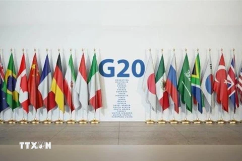 Quốc kỳ các nền kinh tế thành viên dự Hội nghị G20 tại Indonesia. (Ảnh: pos-kubang.com/TTXVN)
