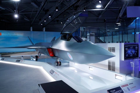 Mẫu máy bay chiến đấu phản lực Tempest tại Triển lãm hàng không Farnborough, Anh ngày 16/7/2018. (Nguồn: Reuter) 