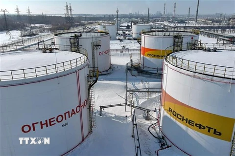 Các bể chứa dầu tại cơ sở lọc dầu Novokuibyshevsk của Nga. (Ảnh: TASS/TTXVN)