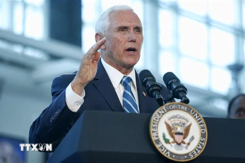 Cựu Phó Tổng thống Mỹ Mike Pence phát biểu trong cuộc họp báo tại Miami, Florida, ngày 18/6/2019. (Ảnh: AFP/TTXVN)