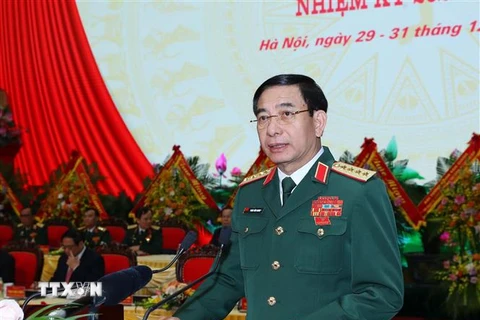 Đại tướng, Bộ trưởng Quốc phòng Phan Văn Giang phát biểu chào mừng đại hội. (Ảnh: Trọng Đức/TTXVN)
