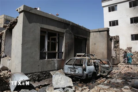 Hiện trường một vụ đánh bom ở Kabul, Afghanistan ngày 24/5/2022. (Ảnh: THX/TTXVN)