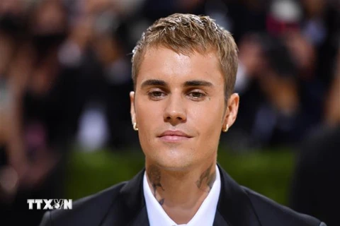 Ca sỹ Justin Bieber tại một sự kiện ở New York, Mỹ ngày 13/9/2021. (Ảnh: AFP/TTXVN)