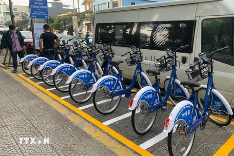 Trạm dịch vụ xe đạp công cộng tại Đà Nẵng sắp đưa vào triển khai thí điểm. (Ảnh: TTXVN phát)