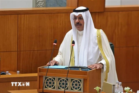 Thủ tướng Kuwait Sheikh Ahmad Nawaf al-Sabah phát biểu trước Quốc hội tại Kuwait City ngày 18/10/2022. (Ảnh: AFP/TTXVN)