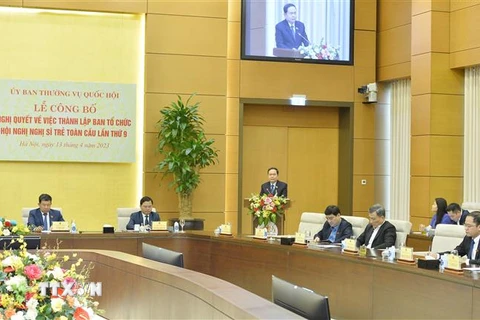 Phó Chủ tịch Thường trực Quốc hội Trần Thanh Mẫn phát biểu tại buổi lễ. (Ảnh: Minh Đức/TTXVN)