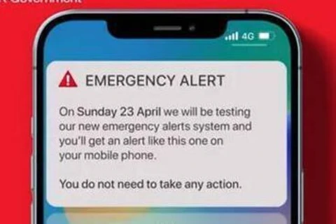 Tin nhắn thử nghiệm cảnh báo khẩn cấp được gửi đến điện thoại người dùng. (Nguồn: Irish Examiner)