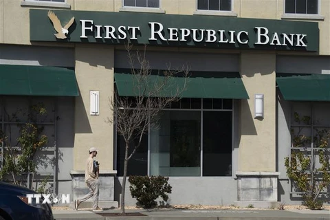 Một chi nhánh ngân hàng First Republic Bank ở Millbrae, California, Mỹ, ngày 13/3/2023. (Ảnh: THX/TTXVN)