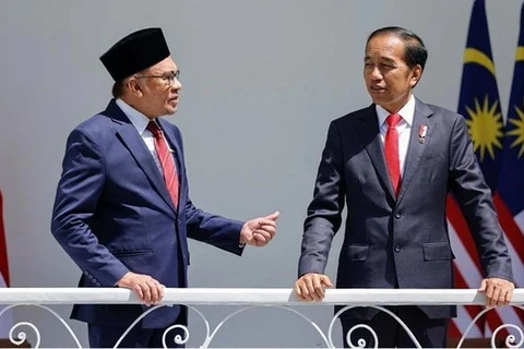 Tổng thống Indonesia Joko Widodo (phải) và Thủ tướng Malaysia Anwar Ibrahim. (Ảnh: Reuters)