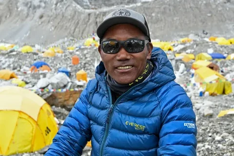 Người hướng dẫn leo núi Kami Rita Sherpa tại trại căn cứ Everest năm 2021. (Ảnh: AFP/Getty Images)