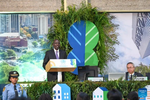Tổng thống Kenya William Ruto phát biểu tại lễ khai mạc Hội nghị Môi trường sống của Liên hợp quốc tại Nairobi, Kenya, ngày 5/6. (Nguồn: Tân Hoa xã)