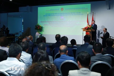 Phó Thủ tướng Trần Hồng Hà phát biểu tại lễ kỷ niệm. (Ảnh: Thu Hà/TTXVN)